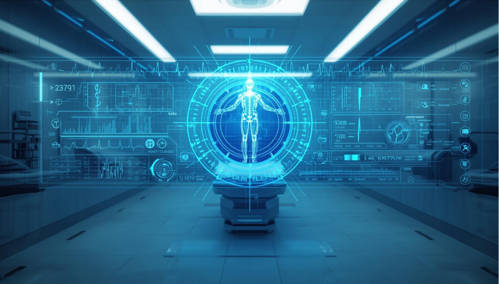 Digitale Abbildung eines Menschen in einem klinischem Setting