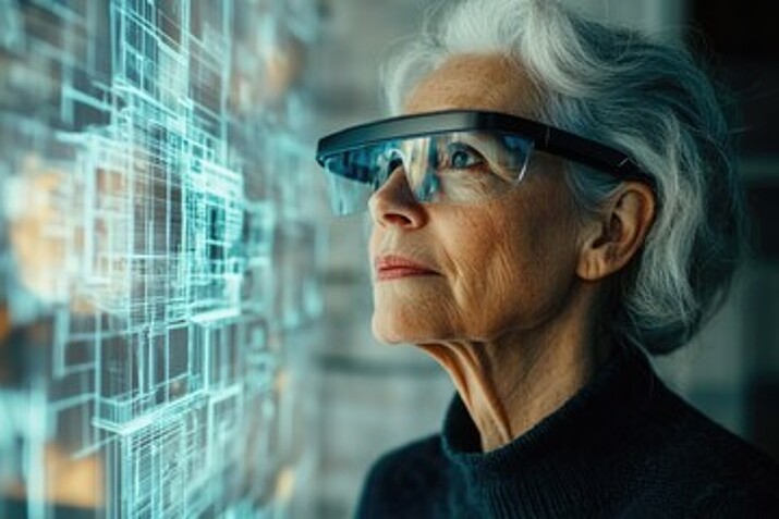 Frau mit KI-Brille